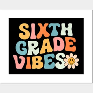 Sixth Grade 6th Grade Team Retro 1st Day of School Posters and Art